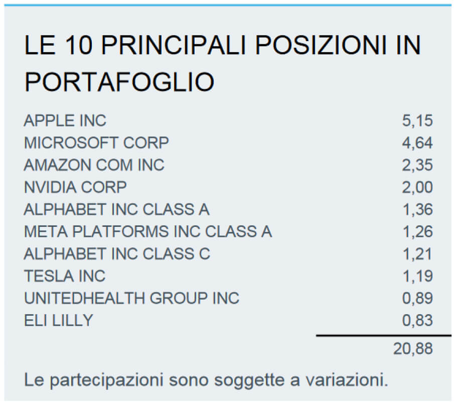 Figura 15: Principali 10 posizioni nel portafoglio dell'ETF iShares Core MSCI World